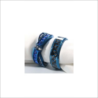 Captivating Blue Titanium Stainless Steel Couple Rings