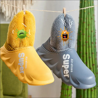 Home Slippers EVA Waterproof Warm Plush Indoor Shoes Couple