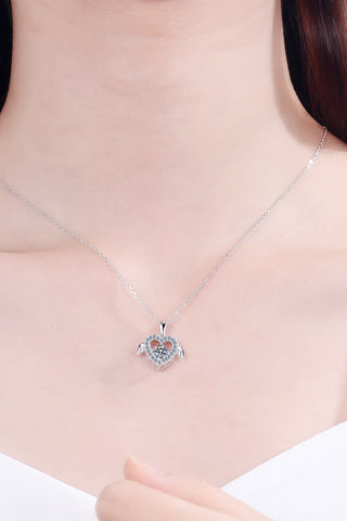 Stunning Moissanite Heart Pendant Necklace in 925 Sterling Silver