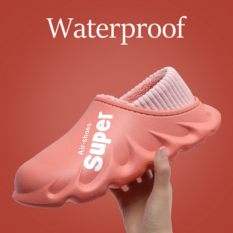 Home Slippers EVA Waterproof Warm Plush Indoor Shoes Couple