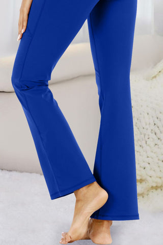 Stylish royal blue flared yoga pants from the Trendsi collection, showcasing a comfortable and trendy design.