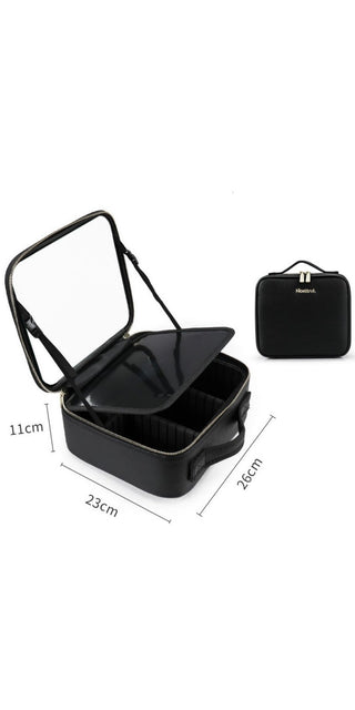 Stylish LED Cosmetic Case with Mirror - Portable Travel Makeup Bag for Fashionable Storage and Organization