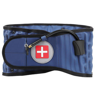 Blue medical bag with a first aid symbol, containing medical equipment for emergency care. The bag has multiple compartments and a strap for easy carrying.