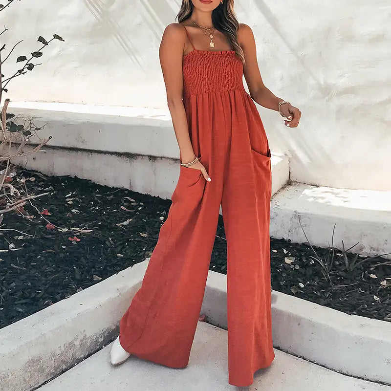 Women’s Casual Fashion Solid Color Slim Jumpsuit