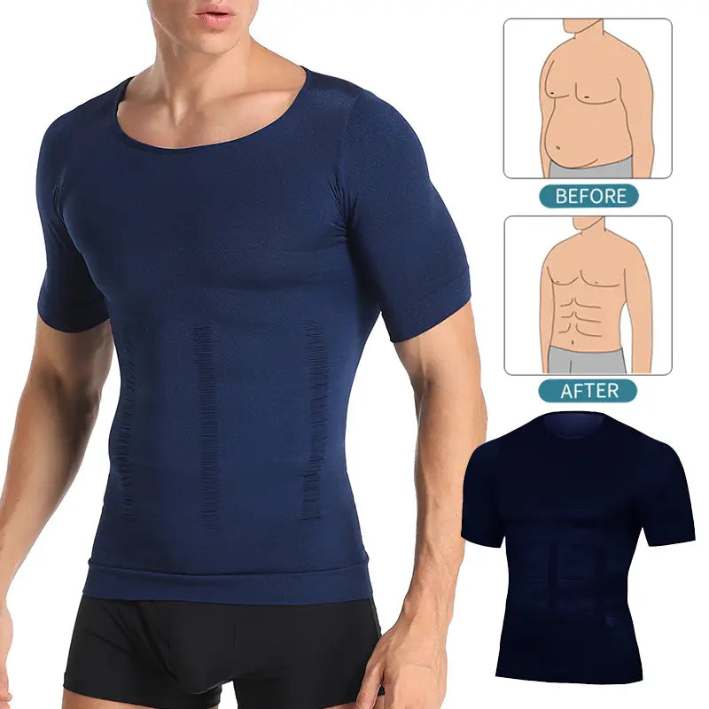 Male Chest Compression T-shirt Fitness Hero Belly Buster