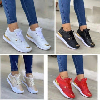 Plaid Sneakers Women's Patchwork Lace-Up Shoes with Love Decor