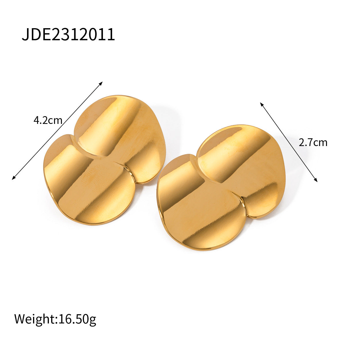 18k Gold Stainless Steel Minimalist Geometric Curve Earrings