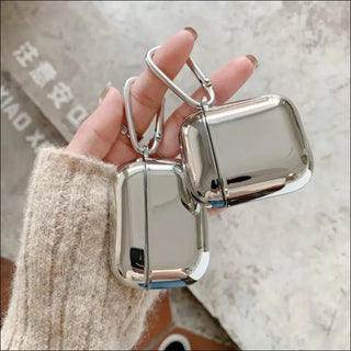 Electroplate Earphone Case for Airpods 1 2 3 Pro Protective Cover for Apple Airpods Pro Case Silver Metal with Keychain Box