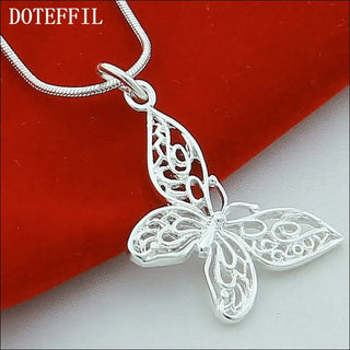 Elegant 925 Sterling Silver Butterfly Pendant Necklace K-AROLE