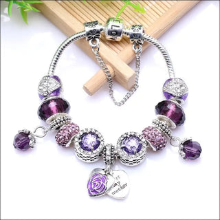 Elegant Charms Beaded Necklace Set - Purple / 17cm