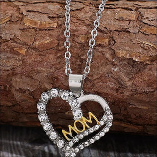 Elegant Crystal Heart Pendant Necklace - Silver / One Size