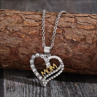 Elegant Crystal Heart Pendant Necklace - Silver / One Size