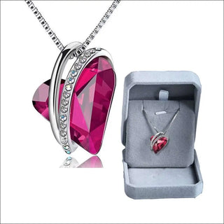 Elegant Fuchsia Heart Pendant Necklace - Rose