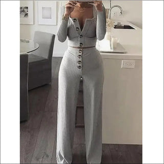 Elegant White Jumpsuit with Floral Appliques - grey / S