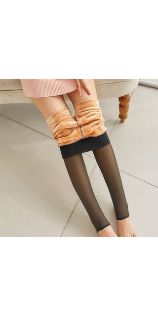 Stylish women's leggings with a cozy, warm design. The leggings feature a comfortable, soft fabric and a flattering, figure-enhancing fit. Worn with casual shoes, the leggings create a trendy, relaxed look.