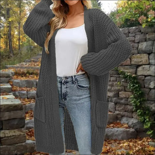 Loose Lantern Sleeve Cardigan in Solid Colors for Street