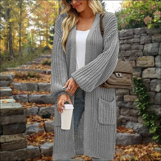 Loose Lantern Sleeve Cardigan in Solid Colors for Street