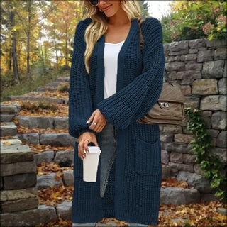 Loose Lantern Sleeve Cardigan in Solid Colors for Street