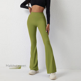 High-waist yoga pants in vibrant green color, ideal for an active lifestyle.