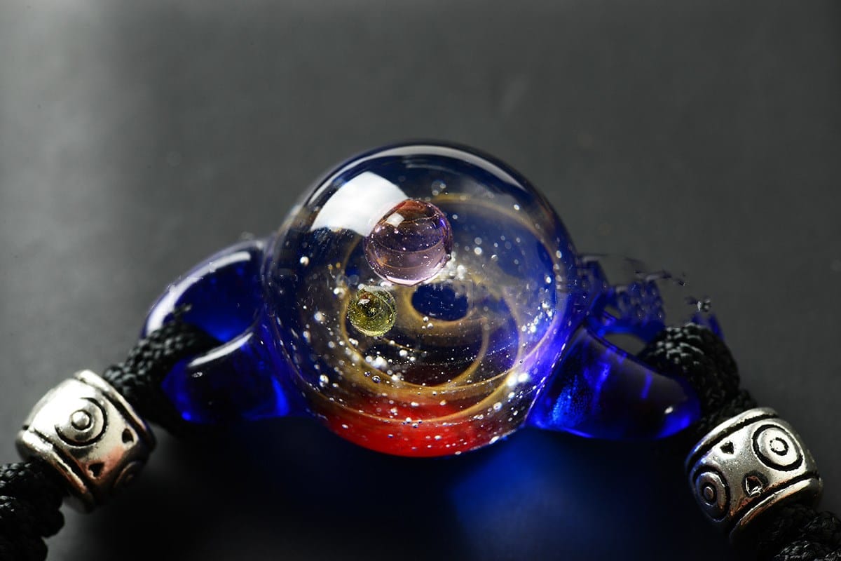 Cosmic starry sky glass ball bracelet gold wire