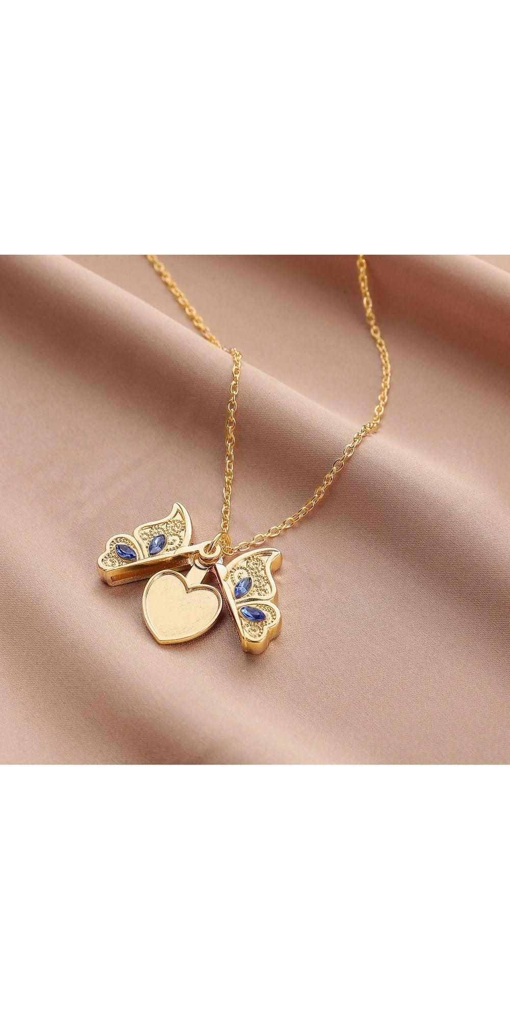 Photo Box Butterfly Necklace Heart Pendant