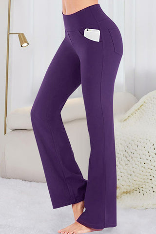 Stylish Purple Flared Yoga Pants with Pockets