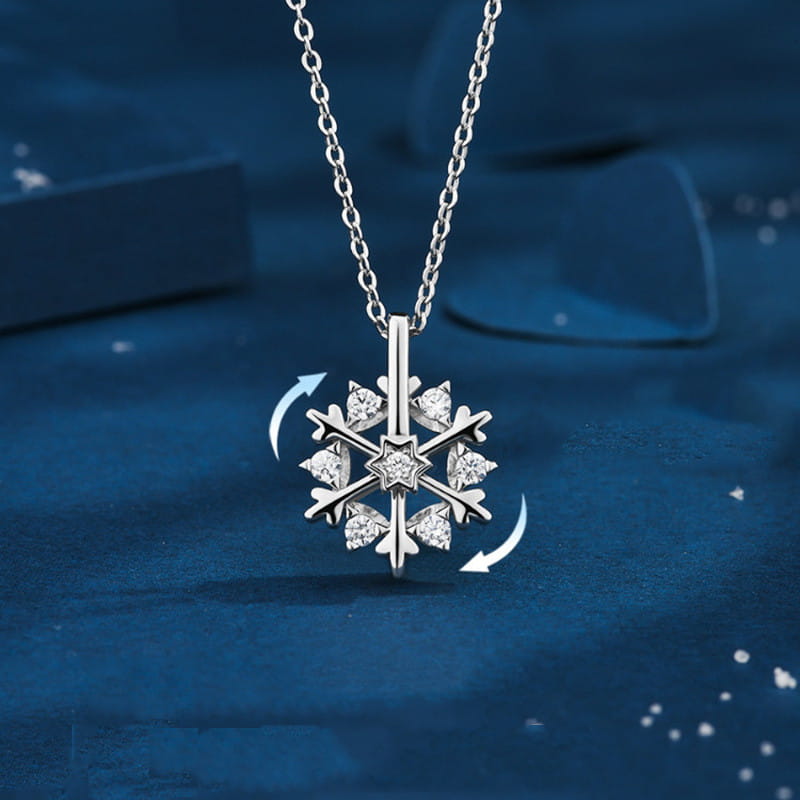 Rotatable 925 Silver Snowflake Necklace Women Luxury Niche