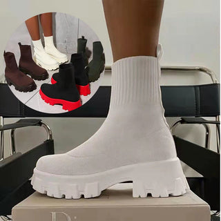 Damen-Sock-Boots, Plattform-Schuhe mit klobigem Absatz