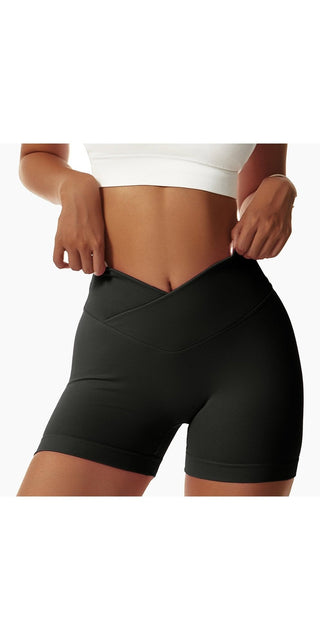 Form-fitting seamless sports shorts for active women. Sleek black athletic bottoms with a comfortable, flexible design.