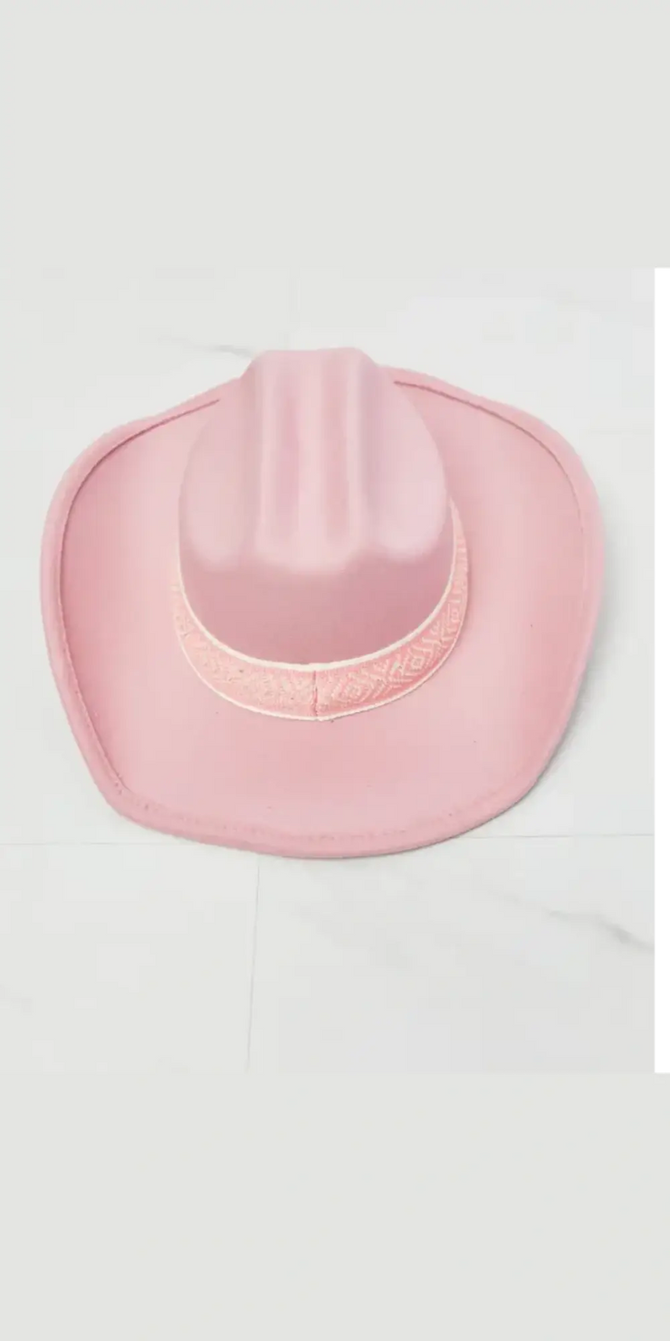 Fame Western Cutie Cowboy Hat in Pink - Blush / One Size