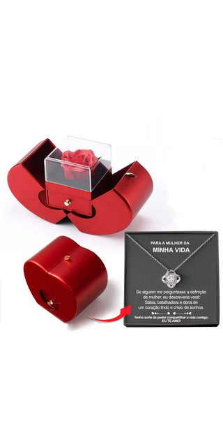 Elegant red jewelry box showcasing a single red rose, a thoughtful gift for eternal moments of beauty and love.