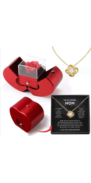 Elegant floral pendant necklace in red gift box, perfect for Mother's Day at K-AROLE