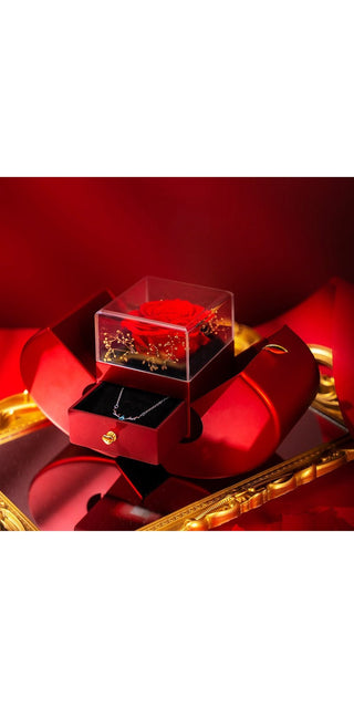 Exquisite jewelry box displaying refined craftsmanship, highlighting a captivating gemstone amidst a vibrant, romantic setting.