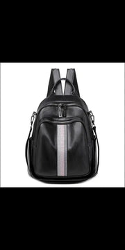 Fashion Wear Resistant Pu Soft Leather Backpack - Black -
