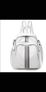 Fashion Wear Resistant Pu Soft Leather Backpack - White -
