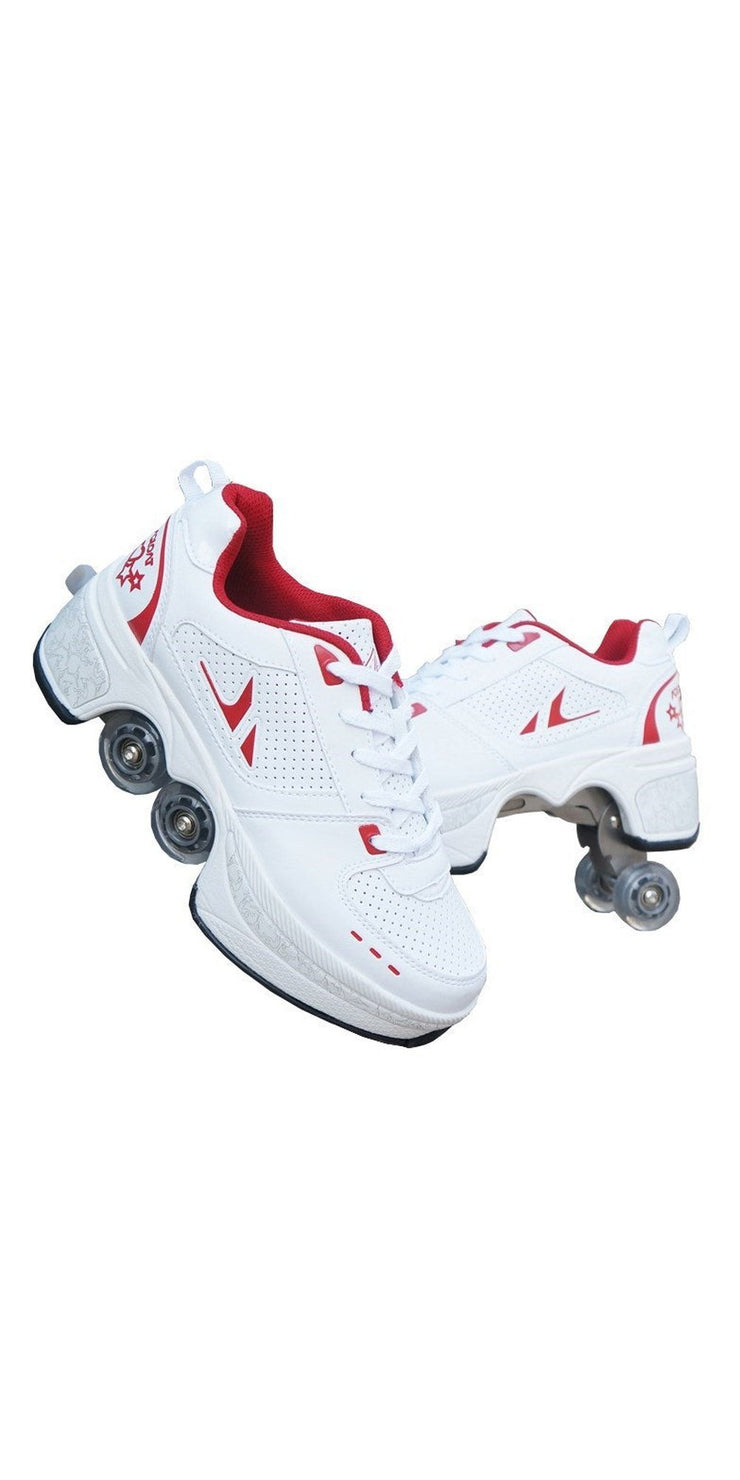 Four wheeled tiktok shoes for men and women pulley - Red /