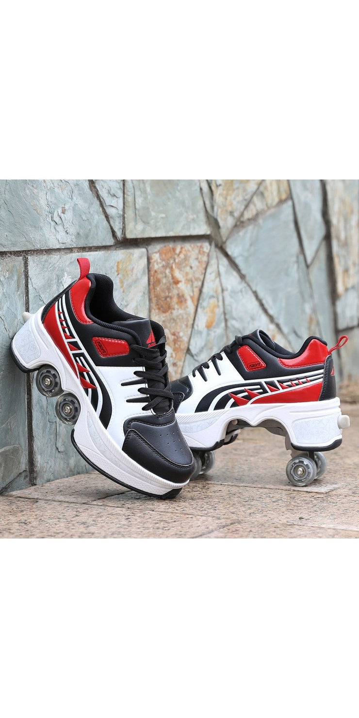 Four wheeled tiktok shoes for men and women pulley - Red