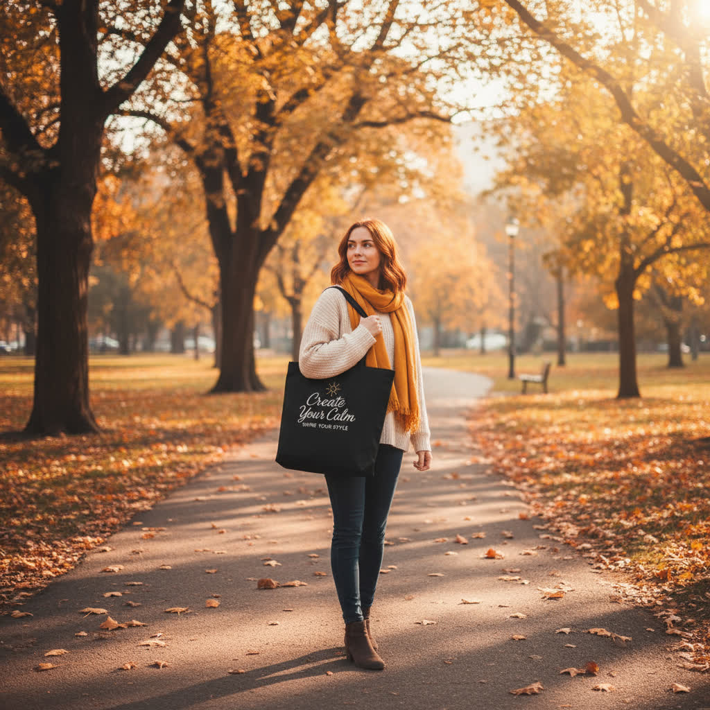 Premium Black Tote Bag – “Create Your Calm, Shine Your Style” – K-AROLE