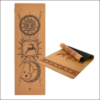 K - AROLE™️ Natural Rubber Yoga Mat with Cork Design - K - AROLE