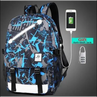 Glow-in-the-Dark Backpack with USB Charging and Anti-Theft