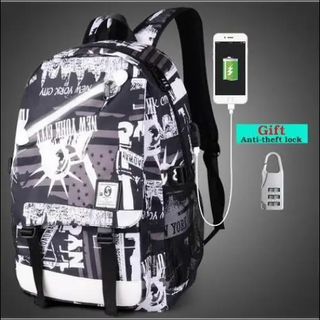 Glow-in-the-Dark Backpack with USB Charging and Anti-Theft