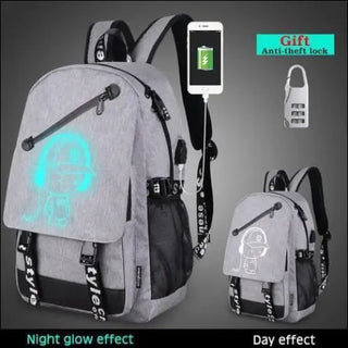 Glow-in-the-Dark Backpack with USB Charging and Anti-Theft