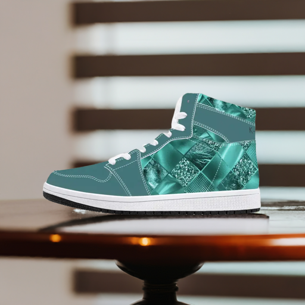 Unisex Green Low-Top Synthetic Leather Sneakers