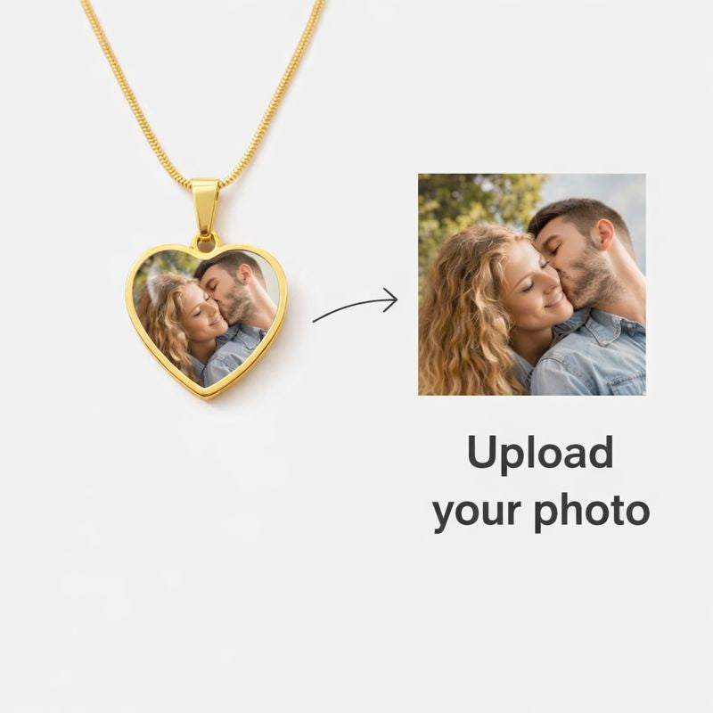 Toujours avec moi – Collier cœur photo personnalisé