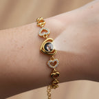 Close-up of heart projection bracelet details and finish
