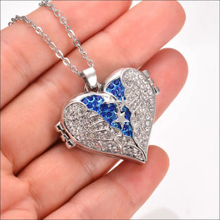 Heart-shaped Diamond Openable Photo Box Commemorative Pendant Necklace K-AROLE