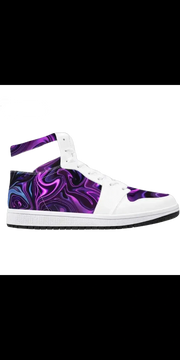 High-Top Synthetic Leather Sneakers - Toxic purple Sneakers Shoes