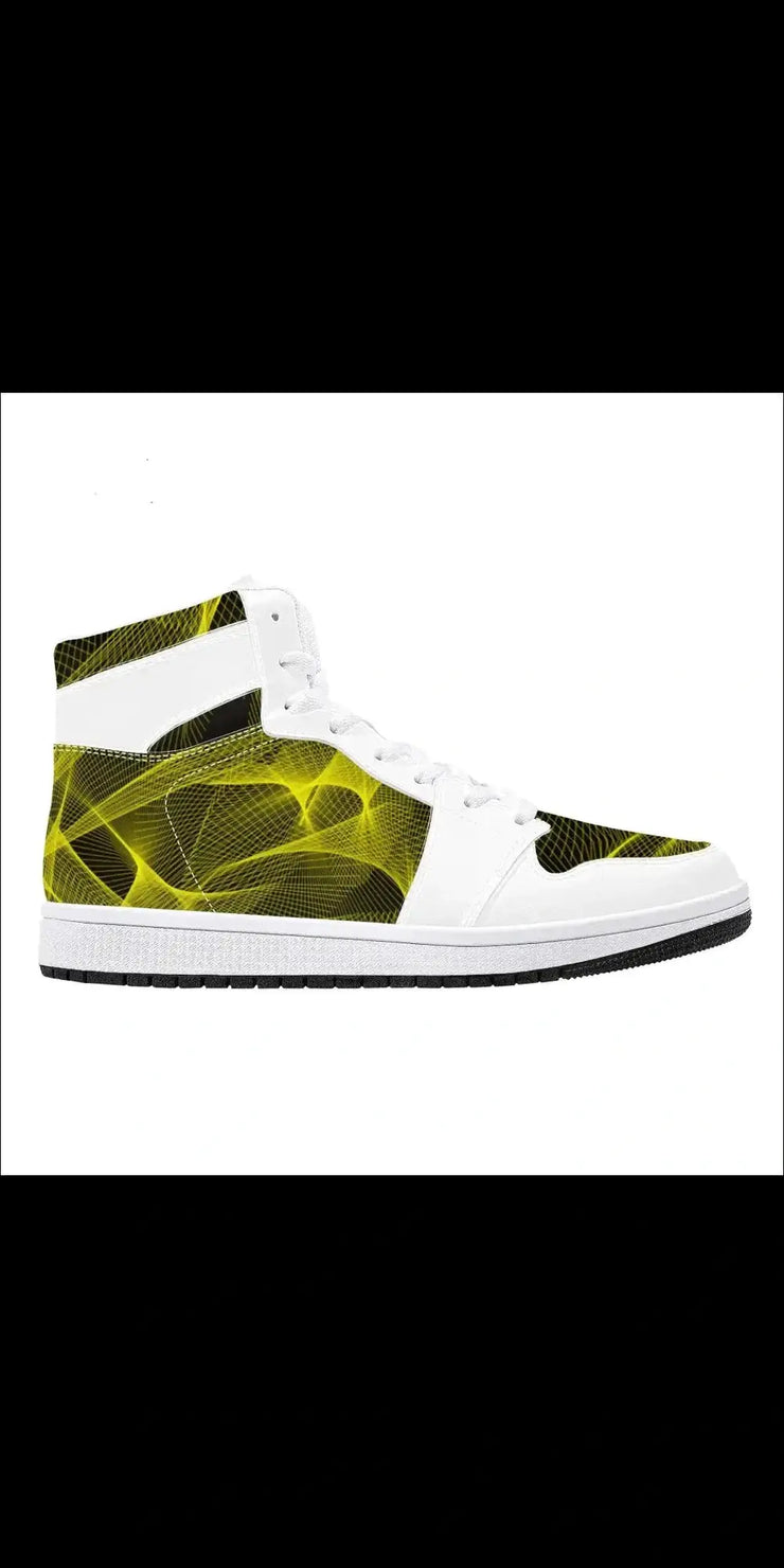 High-Top Synthetic Leather Sneakers - vibrating lacis sneakers shoes
