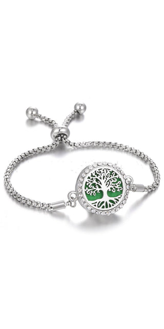 Adjustable Stainless Steel Aromatherapy Bracelet Jewelry with Tree of Life Design