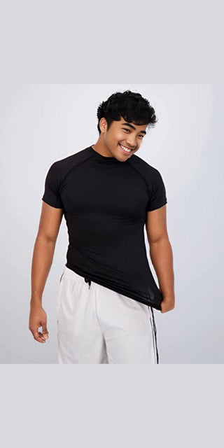 Stylish black compression undershirt for active men from K-AROLE's athleisure collection.